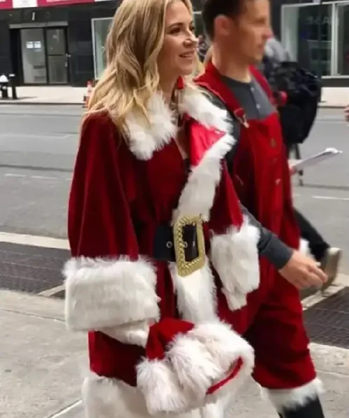 Blue Bloods Vanessa Ray Red Shearling Santa Coat