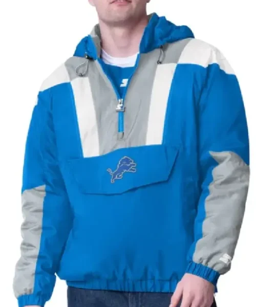 Blue Detroit Lions Charger Half-Zip Pullover Jacket