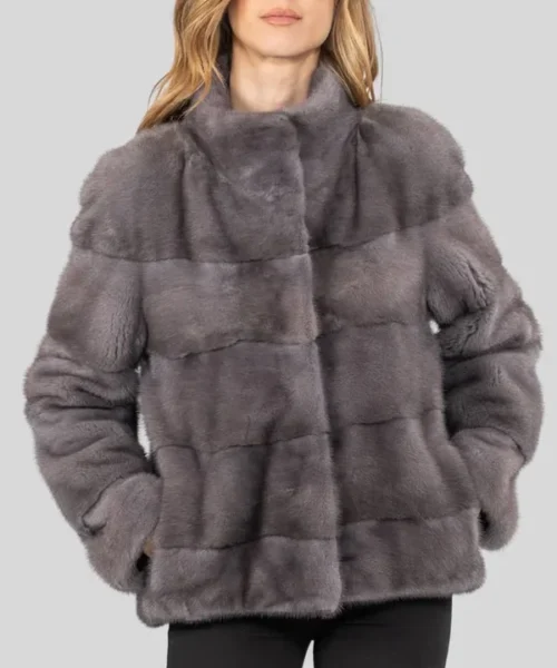 Blue Iris Mink Fur Jacket_