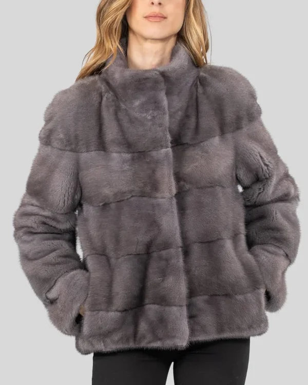 Blue Iris Mink Fur Jacket_