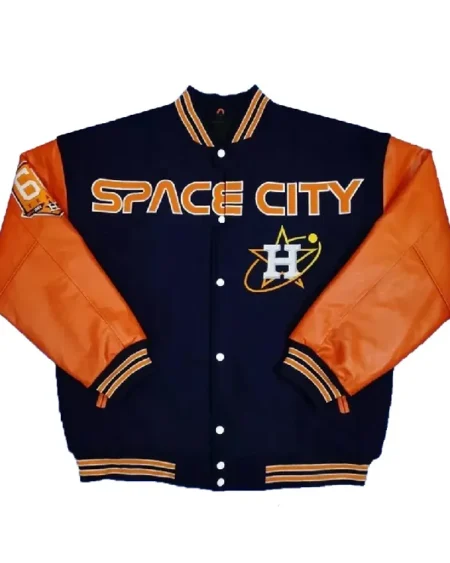 Blue and Orange Space City Houston Astros Varsity Jacket