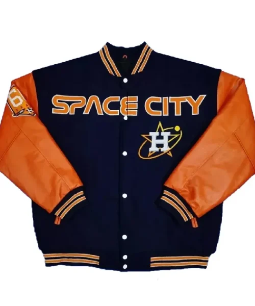 Blue and Orange Space City Houston Astros Varsity Jacket