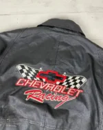 Buy 90s Vintage Chevrolet Racing F1 Logo Leather Black Jacket back