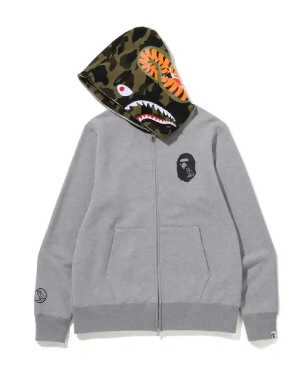 Buy BAPE x OVO Shark Full Zip Hoodie Grey Sale
