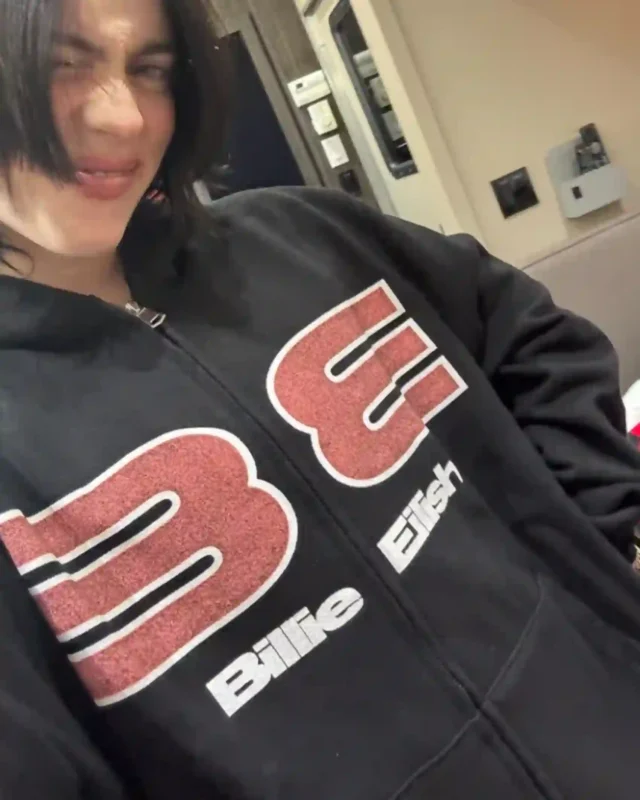 Buy Billie Eilish Glitter Pink BE Graphic & Checkerboard Back Print