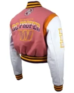 Buy DC Proper Washington Commanders Pink Cropped Varsity Jacket For Sale (1)