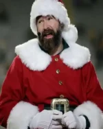 Buy Footballer Jason Kelce Red Santa Claus Costume Coat for Christmas