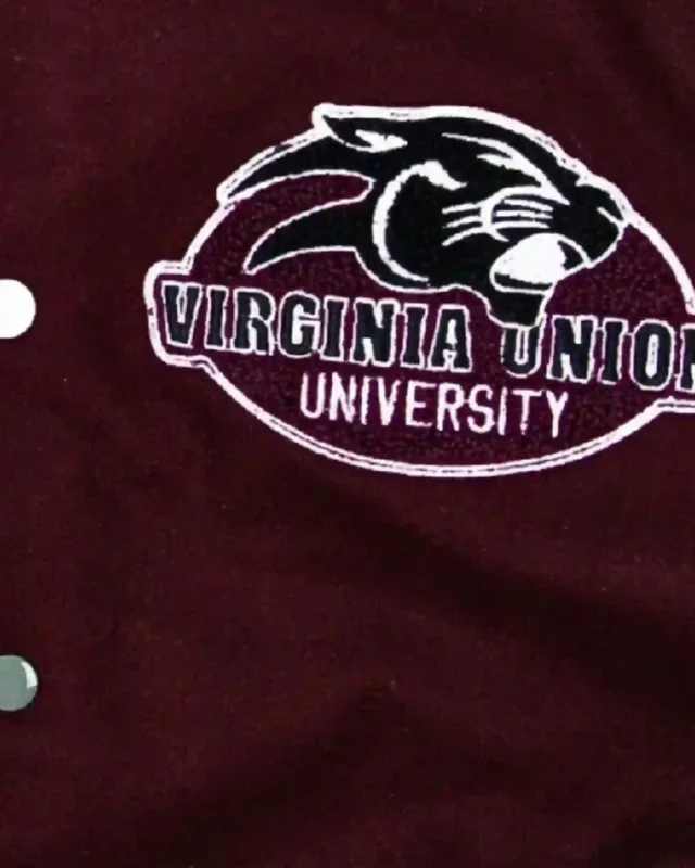 Buy Full-snap Virginia Union Motto 3.0 Wool_Leather Maroon Varsity Jacket Sale logo