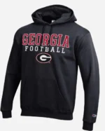 Buy Georgia Bulldogs Champion Football Stack Pullover Hoodie Black Sale