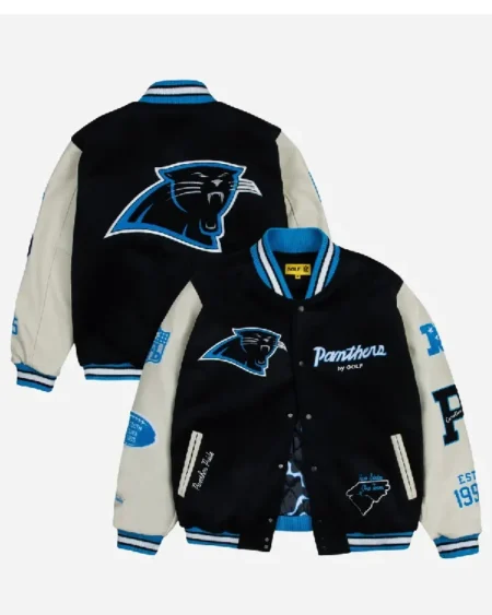 Buy Golf Wang 2025 Carolina Panthers Black Full-Snap Letterman Varsity Jacket