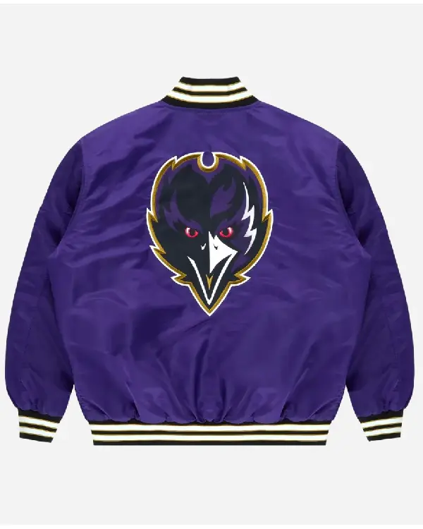 Buy Golf Wang NFL Baltimore Ravens Purple Full-Snap Satin Bomber Jacket backk