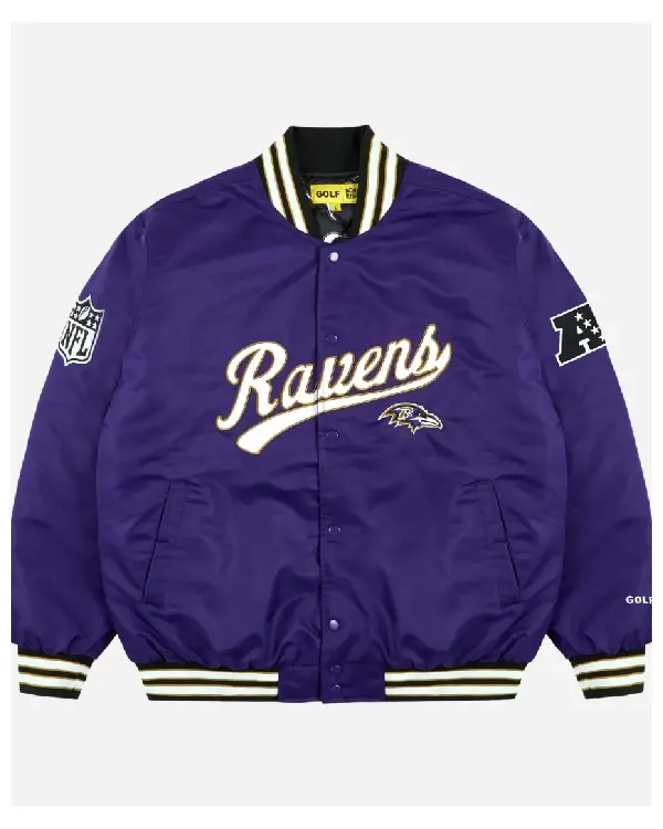 Buy Golf Wang NFL Baltimore Ravens Purple Full-Snap Satin Bomber Jacket