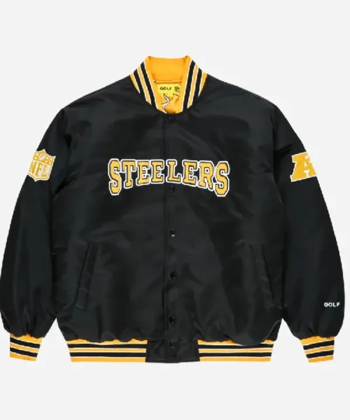 Buy Golf Wang Pittsburgh Steelers Black Full-Snap Satin Bomber Jacket