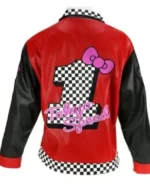 Buy Hello Kitty Tokyo Speed Moto Leather Jacket with red and black sleeves. Stylish, bold, and perfect for fans who love unique moto fashion.