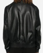 Buy Karl Lagerfeld Black Zipper Leather Jacket Sale Back