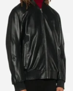Buy Karl Lagerfeld Black Zipper Leather Jacket on Sale
