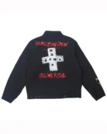 Buy Lewis Hamilton +44 Steadman Stars Zip Up Quilted Black Jacket Sale Back