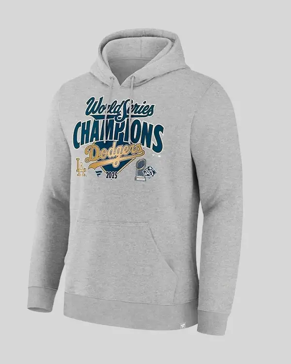 Buy Los Angeles Dodgers 2025 World Series Champions Locker Room Hoodie Grey