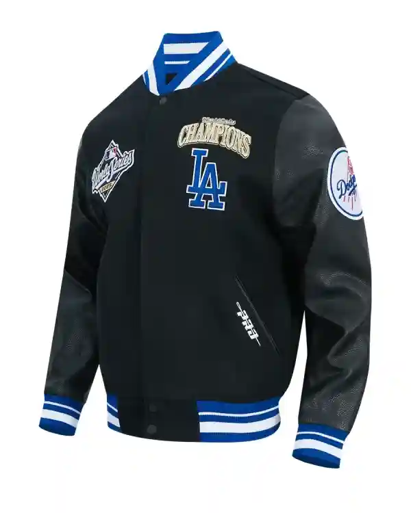 Buy MLB Dodgers 2025 World Series Championship Commemorative RIB Varsity Jacket Black Sale