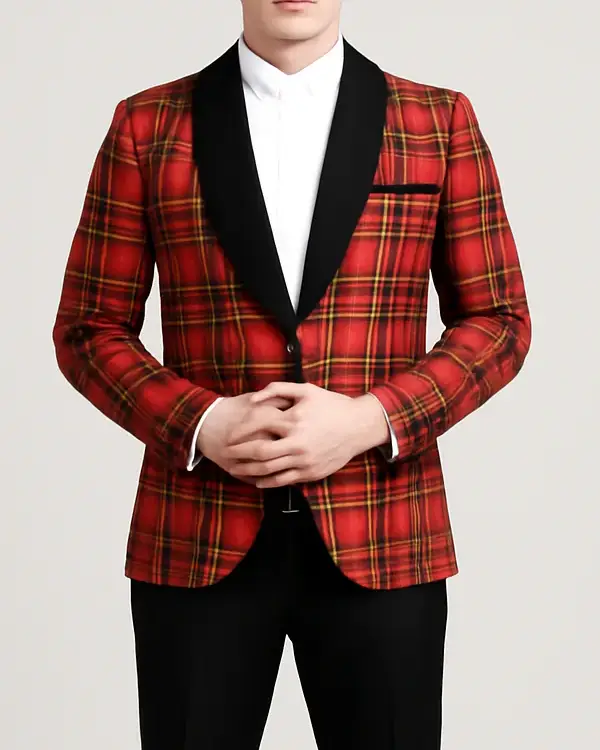Buy Mens Holiday Plaid Christmas Red Blazer