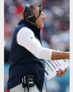 Buy Mike Vrabel New England Patriots 2025 “T STRONG” Sideline Team Logo Full-Zip Navy Vest back