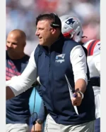 Buy Mike Vrabel New England Patriots 2025 “T STRONG” Sideline Team Logo Full-Zip Navy Vest sale