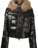 Buy Moncler Alpin Black Shiny Padded Fur Jacket Sale