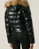 Buy Moncler Alpin Black Shiny Padded Fur Jacket Sale Back