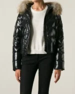 Buy Moncler Alpin Black Shiny Padded Fur Jacket on Sale