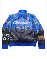 Buy Orlando Magic Full-Snap Blue And Black Leather Jacket for Men and Women