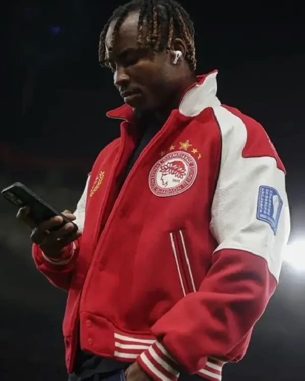 Buy Re-Creation – Aimé Leon Dore Olympiacos F.C. UEFA Champions League 2025 Varsity Jacket – Red Sale Site post
