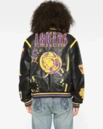 Buy Recreated - Billionaire Boys Club X Jeff Hamilton Los Angeles Lakers Black Leather Varsity Jacket Sale