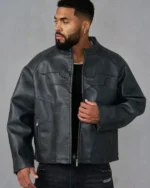 Buy Recreated - Lil Baby YoungLA Batman Black Leather Jacket on Sale