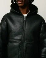 Buy Recreated - Stussy Shearling Hooded Leather Jacket Black Sale