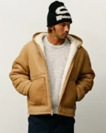 Buy Recreated - Stussy Shearling Hooded Leather Jacket Tan Sale
