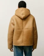 Buy Recreated - Stussy Shearling Hooded Leather Jacket Tan Sale Back