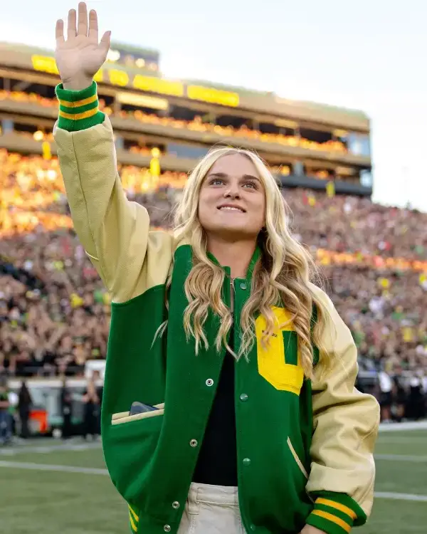 Buy Recreated - University Of Oregon Ducks Letterman Baseball Varsity Jacket Green For Sale