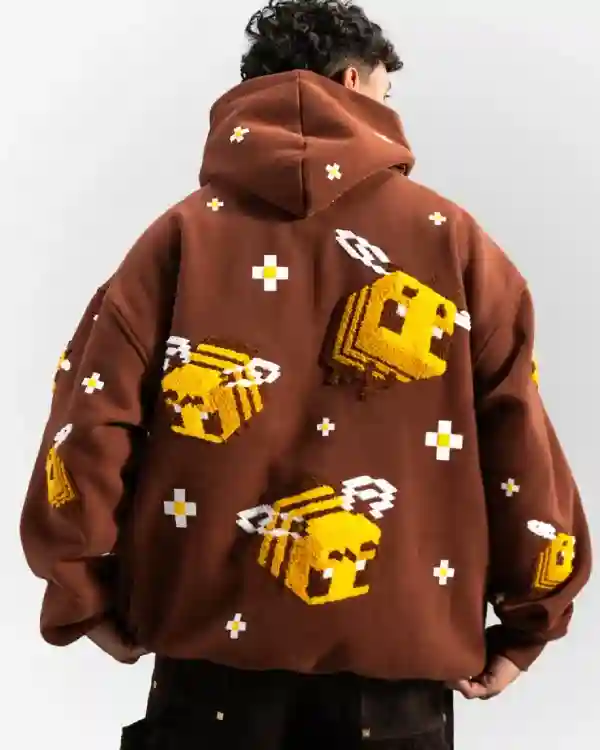 Buy Recreated - Very Cool x Minecraft Bee Brown Hoodie Sweatshirt Sale