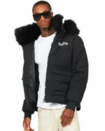Buy Recreation – Rockstar Langston Black Puffer Jacket With Fur Hood Sale Black