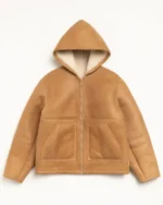 Buy Stussy Shearling Hooded Leather Jacket Tan Sale