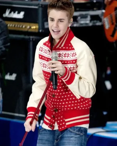 Buy The Today Show Justin Bieber Junya Watanabe Fair Isle Lettermen Varsity Jacket on Sale