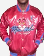 Buy Unisex 1963 The Pink Panther Miami Full Snap Varsity Jacket For Sale Pink