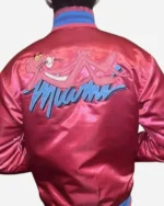 Buy Unisex 1963 The Pink Panther Miami Full Snap Varsity Jacket Sale pink back