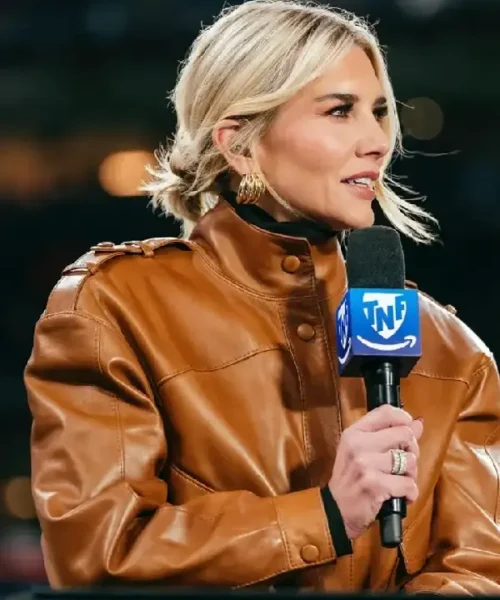 Charissa Thompson Raiders Vs Broncos Leather Coat