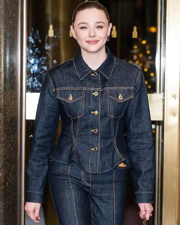 Chloë Grace Moretz NYC 2025 Tailored Denim Jacket