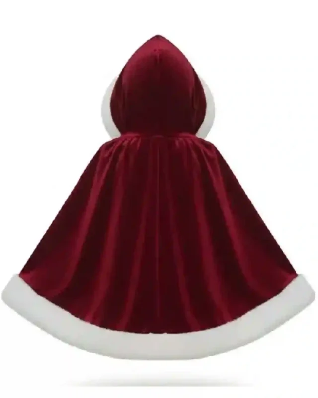 Christmas Casual Maroon Velvet Cape for Women