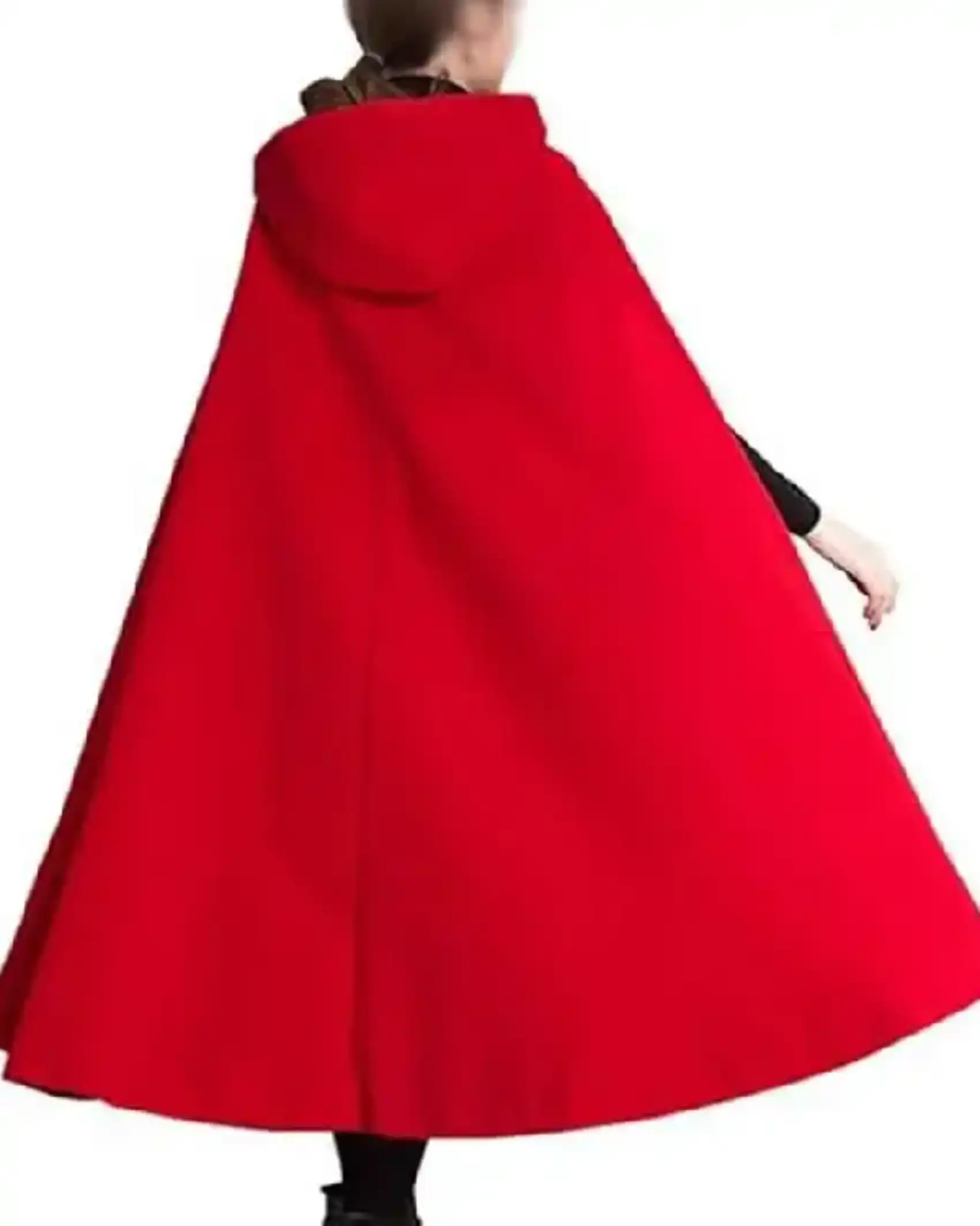 Christmas Cozy Red Wool Hooded Cloak for Women