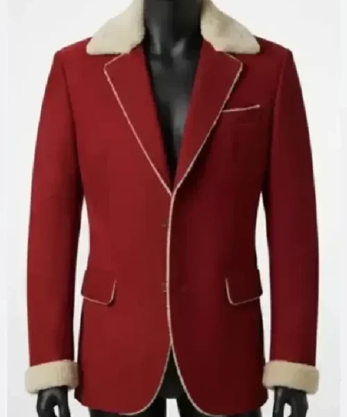 Christmas Red Wool Blazer for Men
