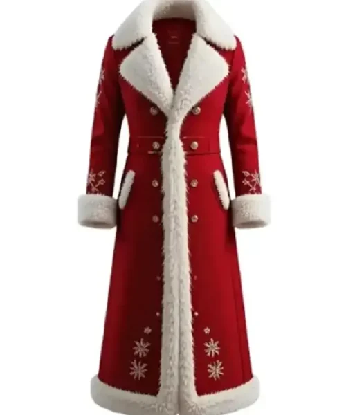 Christmas Santa Claus Red Wool Long Coat