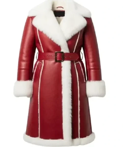 Christmas Santa Red Shearling Coat
